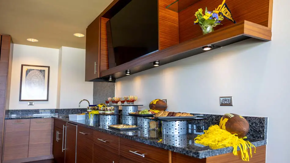 Food spread in suite